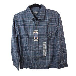 Eddie Bauer Mens Flannel Shirt Size S Cotton Relaxed Fit Long Sleeve Blue